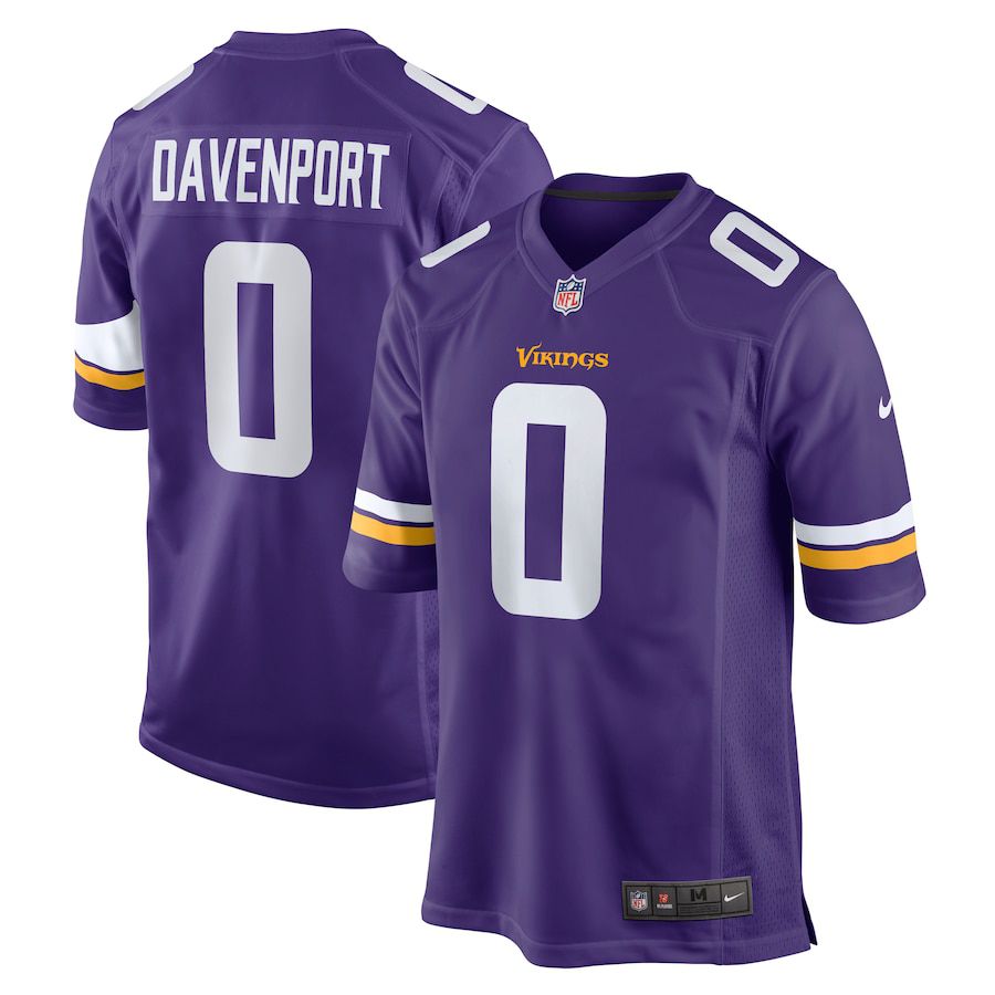 Men Minnesota Vikings 0 Marcus Davenport Nike Purple Team Game NFL Jersey